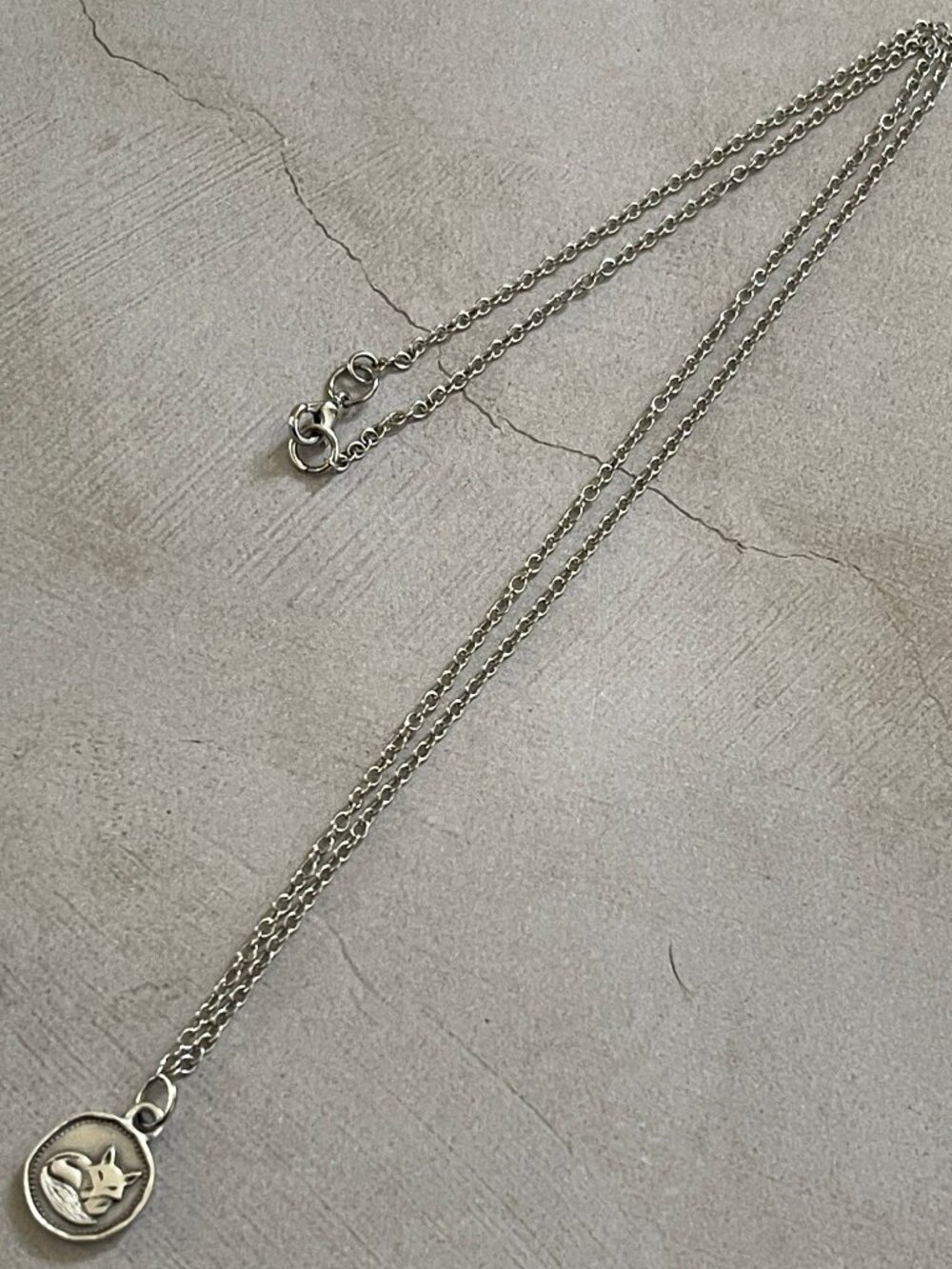 ARTISAN CRAFTED "Sleeping Fox" Sterling Silver and Silver Plated Necklace: NWOT!